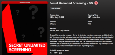 Cineworld Secret Screening 3 – Possible Films?