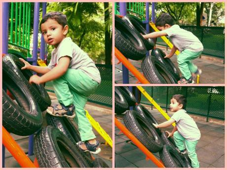 {Almost} Wordless Wednesday: Photographing the Piglet Climbing the tyres