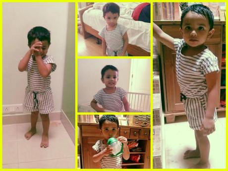 {Almost} Wordless Wednesday: Photographing the Piglet Showing off his romper style