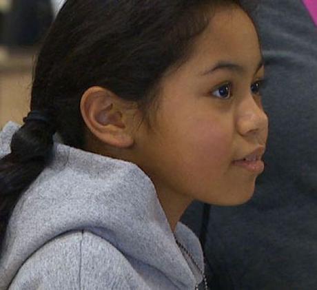 Amina Kocer-Bowman, pictured in a 2012 photo from KOMO/4. Amina was shot in the stomach by a 9-year-old classmate who'd taken a gun from his mother's boyfriend.