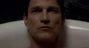 Bill Compton (Stephen Moyer) takes a bath in HBO's True Blood Season 7 Episode 5 (entitled 'Lost Cause' and previously entitled 'Return to Oz')