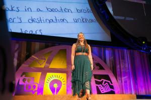 Jadah Sellner inspires the audience at World Domination Summit. Photo courtesy Chris Guillebeau, WDS2014
