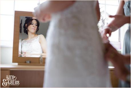 York wedding photography brides reflection in mirror