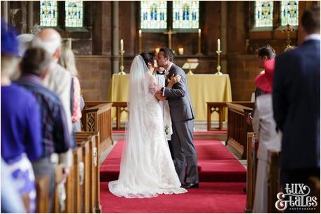 Frist kiss escrick church wedding photography