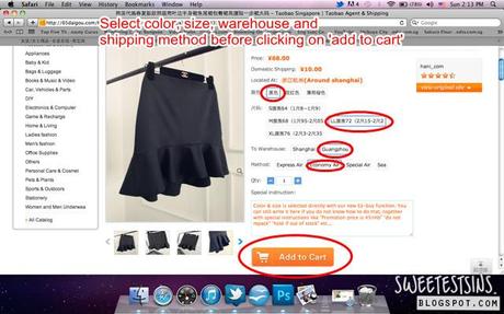 step by step guide on how to shop on taobao using 65daigou_select color size warehouse shipping method