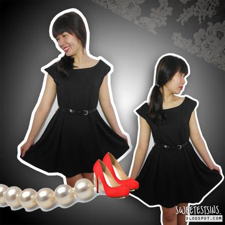 65daigou taobao boatneck little black dress