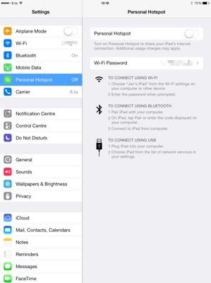 iPad Personal Hotspot