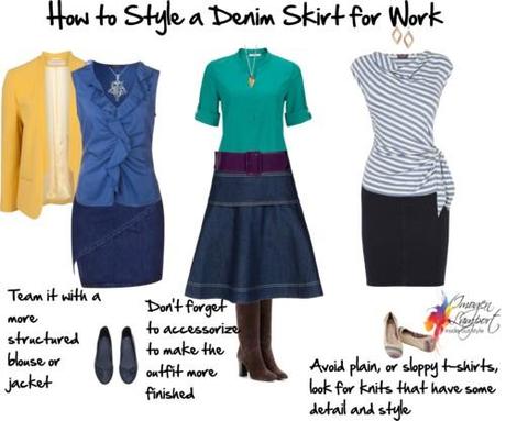 how to style a denim skirt for work