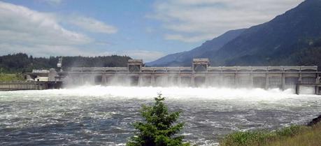 The hydroelectric plants in the Columbia River basin in the Pacific Northwest generate 22,000 MW in output. In the photo: a dam wall in the many-branched dam system