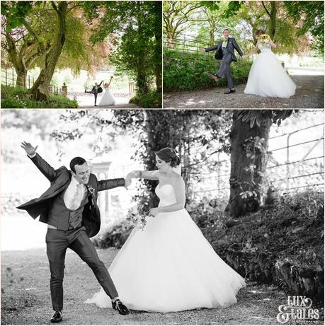 Bride & groom do silly walk Taitlands Wedding photography