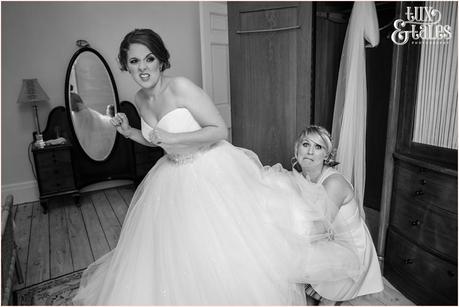 Bride makes funnt faces Newton Grange Wedding Photography