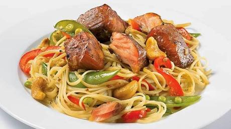 Fettuccine with Salmon and Snap Peas - Non-Vegetarian