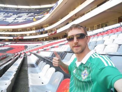 Hand of God and Mexico 86 Memories: Visiting Estadio Azteca, Ciudad de Mexico, Mexico In the stand at Estadio Azteca.