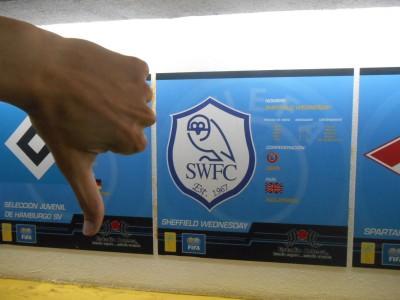Hand of God and Mexico 86 Memories: Visiting Estadio Azteca, Ciudad de Mexico, Mexico Thumbs down for Sheffield Wednesday.