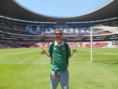 Hand of God and Mexico 86 Memories: Visiting Estadio Azteca, Ciudad de Mexico, Mexico Pitchside at the Estadio Azteca.