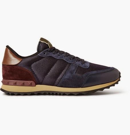 Valentino's New Verve:  Valentino Suede and Leather Trimmed Mesh Sneaker