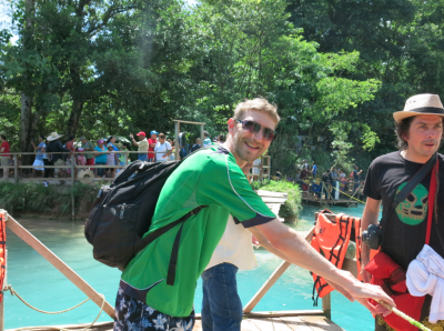 Visiting Agua Azul Waterfalls Near Palenque, Mexico On the rafts at Agua Azul.