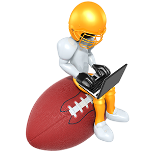 Fantasy Team Name Needed? Fantasy football guy typing