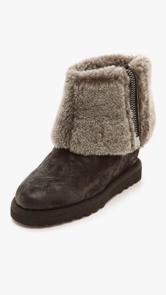 Yorkie wedge bootie with fold over shearling shaft by Ash 