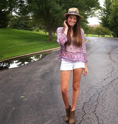 white shorts, joie top