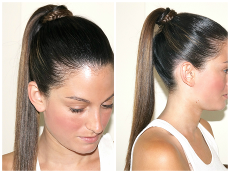 sleek ponytail with wrap around braid
