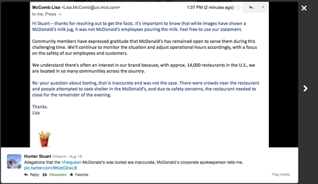 McDonald's states looting allegations are false