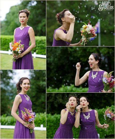 Broadoaks Wedding Photographer Windermere || Tux & Tales Photography || Bridesmaids bubbles
