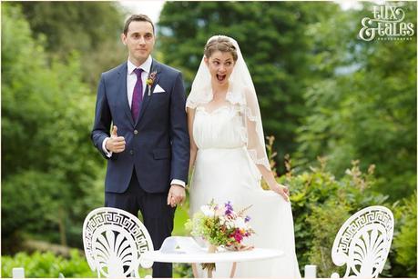 Broadoaks Wedding Photographer Windermere || Tux & Tales Photography || outside ceremony on lawn silly faces