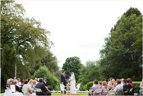 Broadoaks Wedding Photographer Windermere || Tux & Tales Photography || outside ceremony on lawn