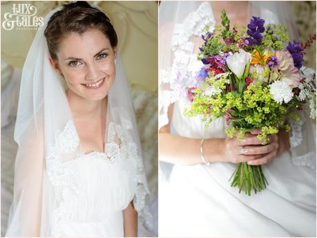 Broadoaks Wedding Photographer Windermere || Tux & Tales Photography || Bride Preparation bride portrait wildflowers
