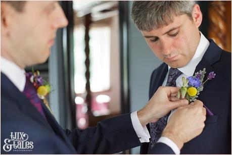Broadoaks Wedding Photographer Windermere || Tux & Tales Photography || groom Preparation buttonholes
