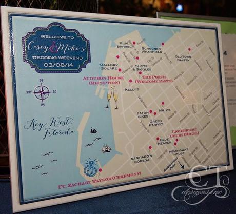 Key West Wedding Welcome Map Turned Display