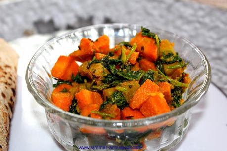 Carrots and potato Sauteed with Fresh Fenugreek Leaves | Gajar Aalu methi dry recipe