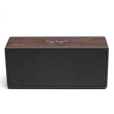 Portable bluetooth-enabled speaker with rich wood grain