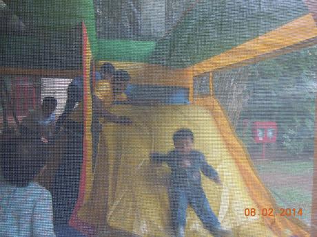 Enjoying the bouncy castle