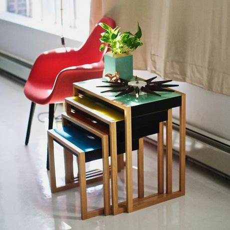 Set of four Josef Albers Bauhaus tables