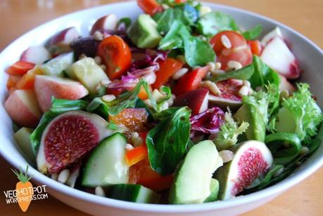 Holiday Inspired Salad with Peaches and Avocado