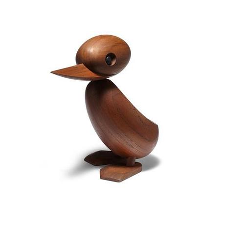 Handcrafted midcentury teak duck figure made in Denmark