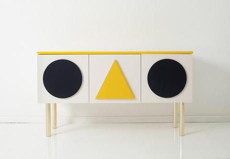 Alexander Girard-inspired, geometric sideboard 