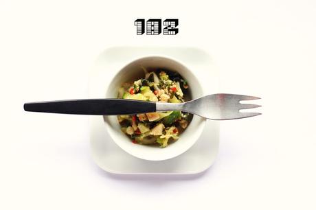 Calamari salad with sesame seeds, fennel, cucumber & chili #182