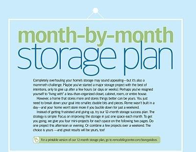A month by month plan to get your home storage organized