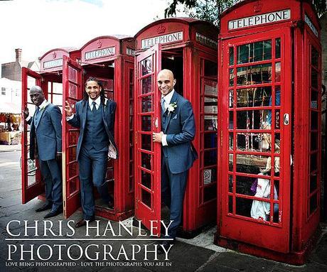 A conveniently classic row of phone boxes just around the corner from the church make for a great location shoot!!