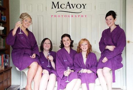 The wedding theme was purple. Jane and her bridesmaids made an early start with the colour scheme!