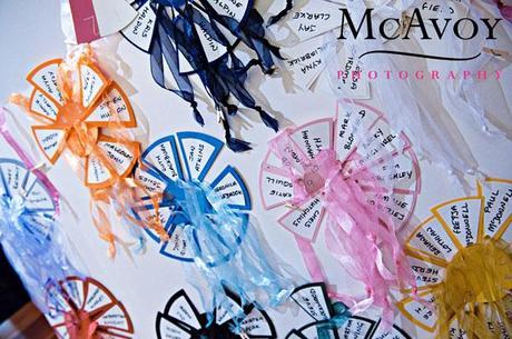 The wedding table plan: like little cakes of colour! I love this idea.