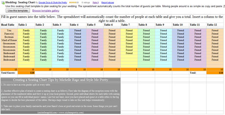 Google Wedding Planning Tools seating chart