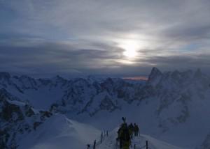 snow ridge on Aiguille du Midi