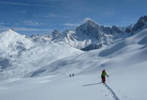 Ski touring towards Aig des Houches