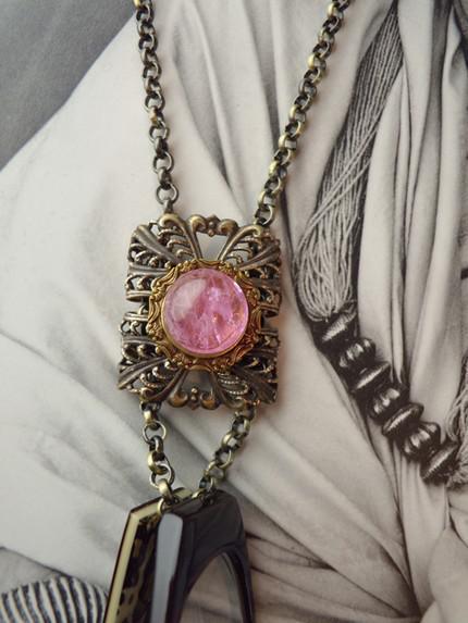 Pink Vintage Glass Eyeglass Necklace