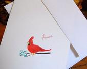 Red Cardinal Bird Peace Greeting Note Card by HappenstancePaper on Etsy