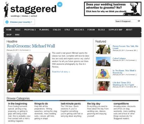 Staggered men's wedding advice website